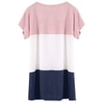 thumbnail image 4 of Women Short Sleeve Crew Neck Cutout Colorblock Twisted Hem Top, 4 of 7