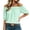 04# Green, variant on Women's Cotton Tops Gingham off Shoulder Top Puff Sleeve Blouse Stretchy Fit Casual Summer Chiffon Bardot Neckline Flowy Babydoll S-3XL