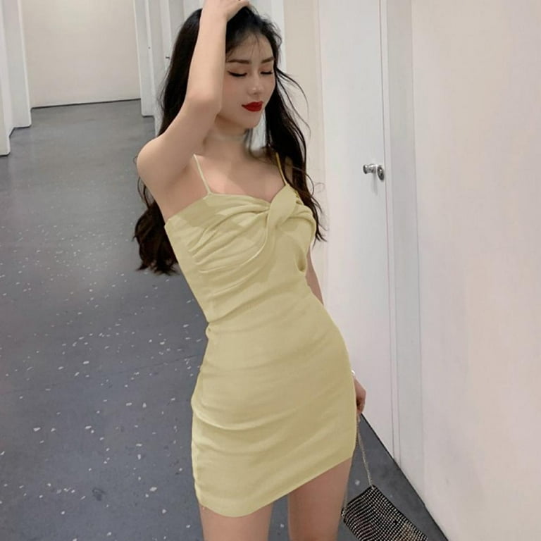 Women's Dress Fashion Sexy Spring Summer Korean Style All-Match Slim Thin  Cross Design Tight Skirt Sling Dresses - Walmart.com