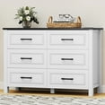 thumbnail image 2 of DEXTRUS White 6-Drawer Wooden Dresser, Sturdy TV Stand with Power Outlet, Storage for , Entryway & Living Room, 2 of 9
