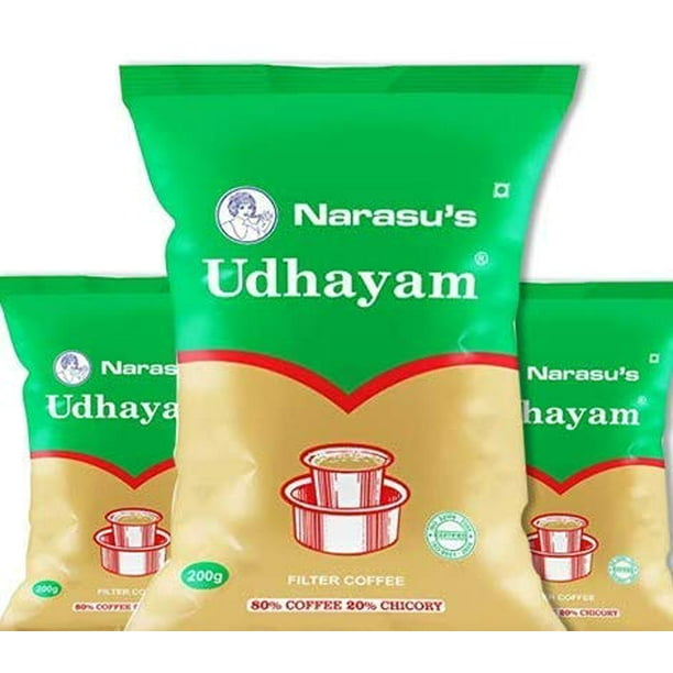 Narasu's Udhayam South Indian Filter Coffee Powder (Pack of 3) Each Pkt 200g (BP)