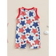 thumbnail image 3 of Hirigin 4th of July Baby Girl Boy Outfits 0 3 6 12 18 Months Romper Sleeveless Stars Stripes Print One Piece Jumpsuit Summer Clothes, 3 of 7