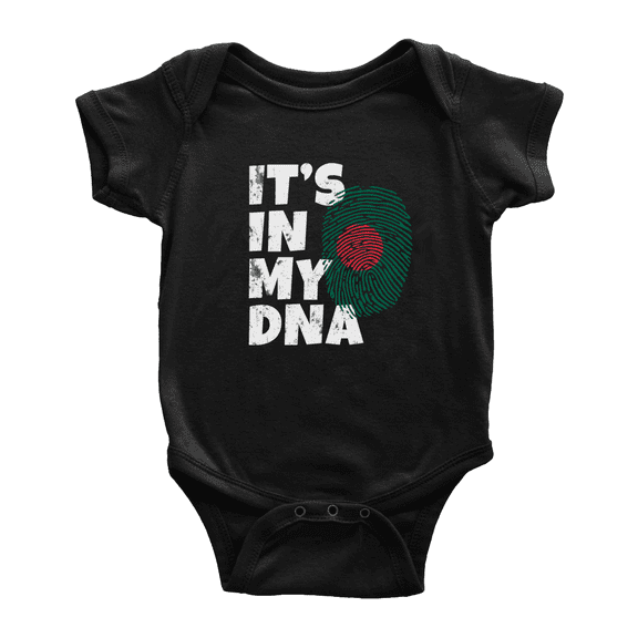 It's In My DNA Bangladeshi Flag Country Pride Cute Baby Bodysuit (Black, 0-3 Months)