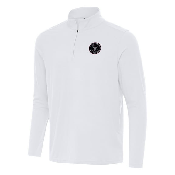 Men's Antigua White Inter Miami CF Intent Quarter-Zip Jacket