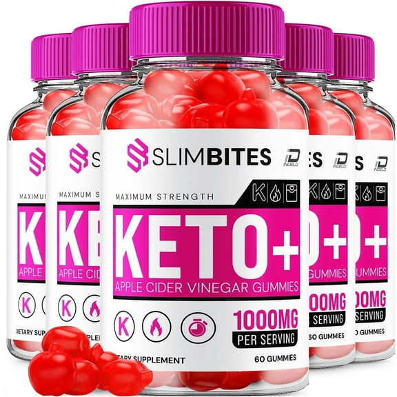 (5 Packs) SlimBites ACV Gummies - SlimBites Apple Cider Vinegar Gummy Supplement for Energy - SlimBites Keto Gummies Dietary Supplement (300 Gummies)