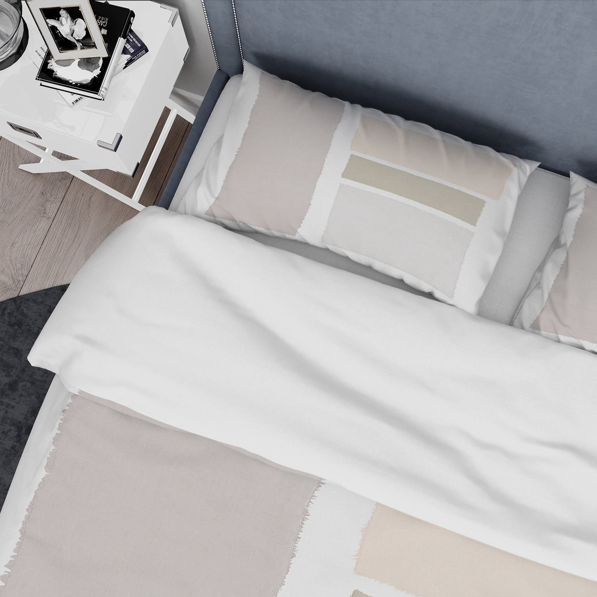 Designart 'Painted Simple Form Neutral on White' Geometric Duvet Cover Set