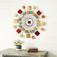 thumbnail image 3 of DecMode Modern Metal Sun Shaped Abstract Wall Décor with Wavy Metal Rods and Multi Colored Square Shaped Tips, 32"D, 3 of 17