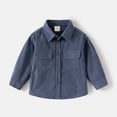 thumbnail image 2 of Ticikt Boys Corduroy Shirt Jacket Long Sleeve Casual Open Front Shirt with Collar for Kids Toddler,Color:Blue,Size:4-5 Years, 2 of 4