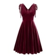 thumbnail image 2 of Meichang Sleeveless Velvet Dresses for Women V Neck Retro Velour Cocktail Dress Formal Wedding Guests Party Dresses Prom Evening Long Gown, 2 of 6