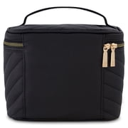 Daisy Fuentes Quilted Makeup Organizer Bag Train Case, Black (Womens)