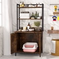 thumbnail image 4 of Litter Box Enclosure, Industrial Cat Cabinet with Shelves and Doors, Wood Pet Crate Hidden Cat Washroom for Most of Litter Box, Indoor Cat House Furniture, Rustic Brown, 4 of 7