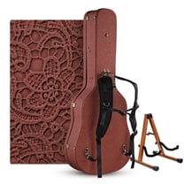 Yescom Acoustic Guitar Hard Case with Backpack Strap & Folding Stand Fits 40" 41" Dreadnought, 2026 Exclusive Edition Rococo Burnt Sienna