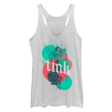 Women's Peter Pan Tinker Bell Modern  Racerback Tank Top White Heather X Large