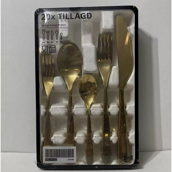 TILLAGD 20-piece flatware set, brass color