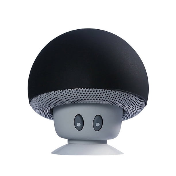 Mini Bocina Bluetooth Mushroom, Bocina portátil inalámbrico con micrófono y ventosa para almohadillas/teléfonos Abanopi Negro