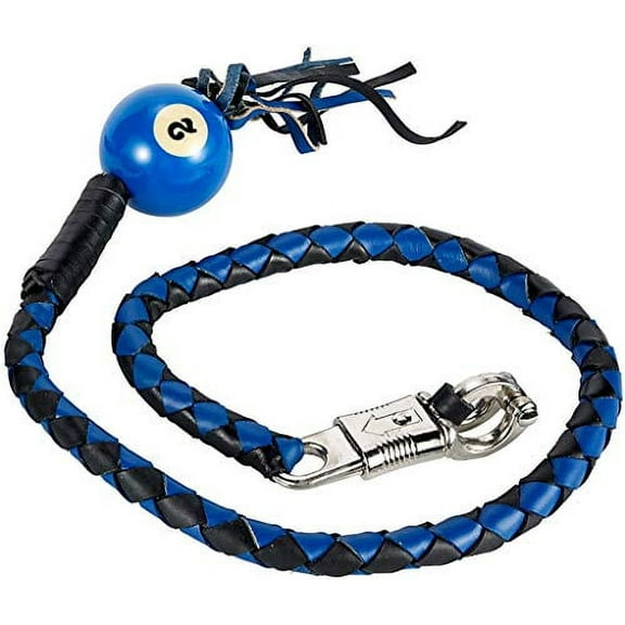 42" Long 1/2“ Diameter Blue and Black Motorcycle Get Back Whip with NO. 2 Pool Ball