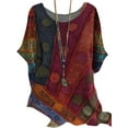 thumbnail image 1 of Gvmfive Women Casual Printed Short Sleeve Blouse Tops Loose T Shirt, 1 of 2