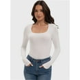 thumbnail image 3 of Womens Square Neck T Shirts Long Sleeve Tops Fitted Tees, 3 of 6