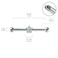 thumbnail image 2 of MoBody 5 CZ Flower with Created Opal Center 316L Surgical Steel Industrial Barbell Cartilage Earring 14G (1.6mm) (Blue), 2 of 5
