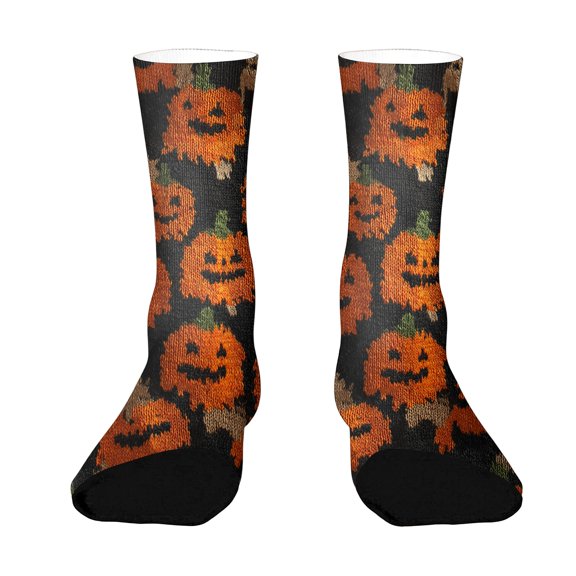 Sewkxo Unisex Casual Socks Halloween Cute Ghosts Funny Novelty Soft Crew Socks Gift for Women Men,Orange One Size