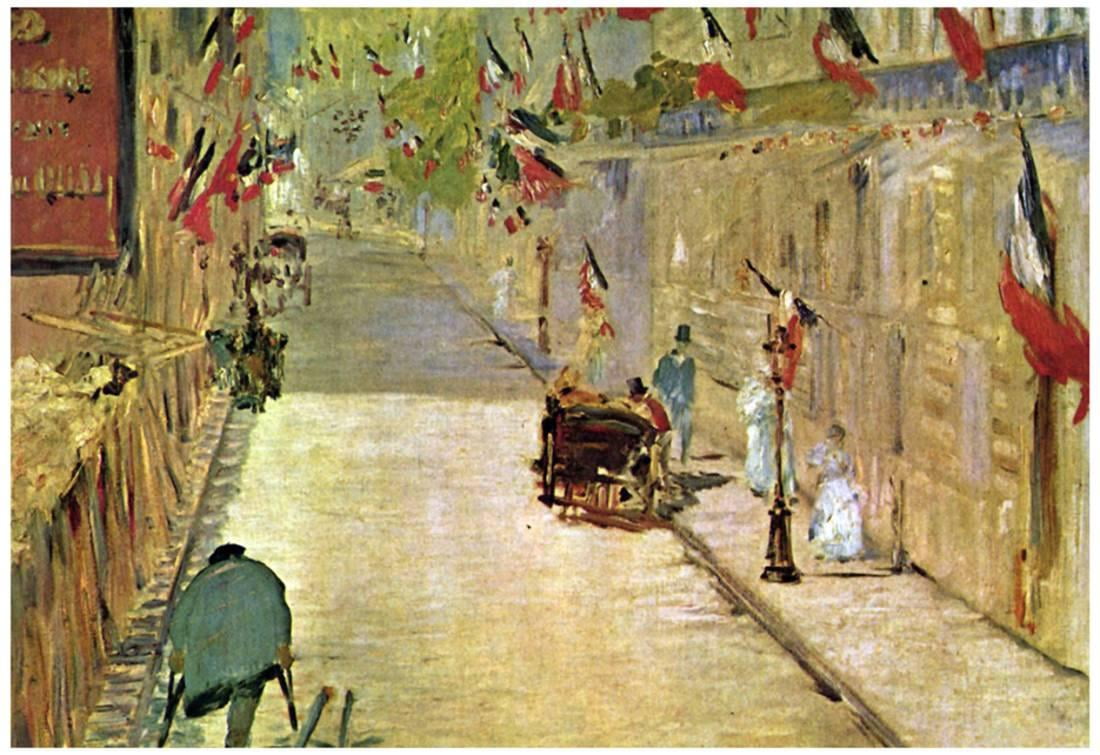 Edouard Rue Mosnier with Flags Art Print Poster