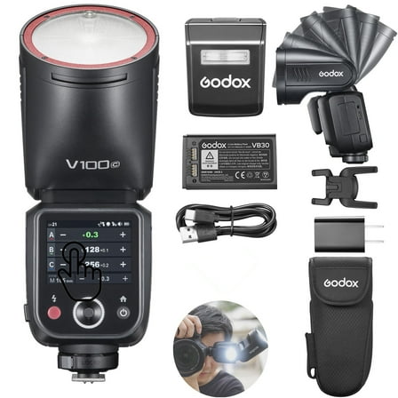 Godox V100C V100-C 100Ws TTL Flash for Canon Cameras, 400 Full Power Flashes, 1.7s Recycle Time, 2.4G Wireless with External Flash, Touchscreen Flash for Canon EOS Cameras (Godox V100C USA Version)
