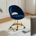 thumbnail image 3 of Luxury Office Chair Premium Modern Velvet Swivel Desk Chair with Chic Gold Base in Bold Colors Navy, 3 of 9