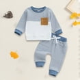 thumbnail image 2 of NOLDARES Toddler Baby Boy Fall Outfit Letter Print Long Sleeve Sweatshirts Elastic Waist Pants Cute Newborn Clothes Set Size:12-18 M,Blue, 2 of 5