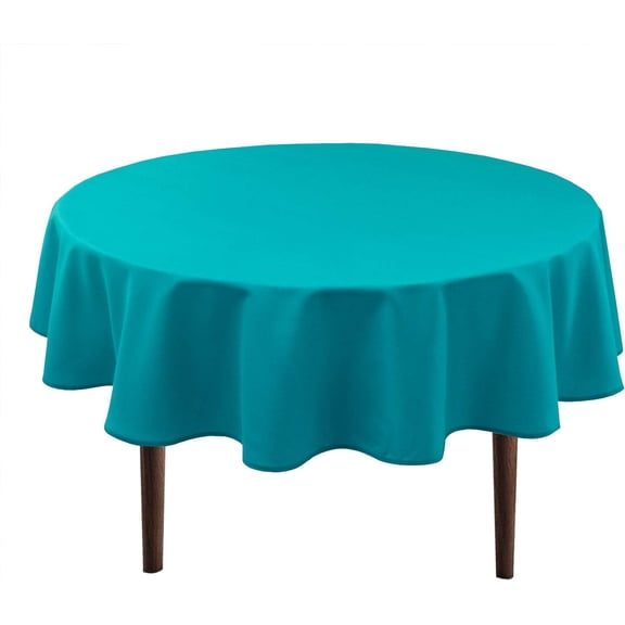 White Round Tablecloth 60 Inch - Waterproof Stain Resistant Spillproof Polyester Fabric Table Cloth for Dining Room Kitchen Parties