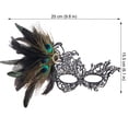 thumbnail image 3 of Lace Masquerade Mask for Women 10 Inch Rhinestone Eye Mask with Peacock Feathers Mask for Masquerade Party Mardi Gras Prom Party Blue, 1 Pack, 3 of 4