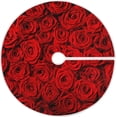thumbnail image 1 of FMSHPON Valentine's Mother's Day Natural Red Rose Xmas Christmas Tree Skirt Stand Mat for Holiday Party Decoration Indoor Outdoor 48 inches, 1 of 6