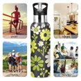 thumbnail image 7 of Yayeee 20oz Insulated Water Bottle Double Wall Stainless Steel with Flip Straw Lid, Green Flower Pattern, 7 of 7