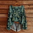 thumbnail image 2 of yoeyez Knit Tops For Women Boho Vintage Oversized Shirts Fall Long Sleeve Knitted Tee Ethnic Graphic Cute Casual Pullover Sweaters Green,L, 2 of 5