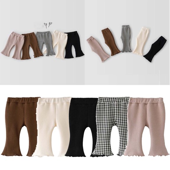 kakina CMSX Children Infant Girls Ribbed Solid Color Ruffled Pants,Baby Girl Fall Winter Casual Fashion Cotton Leggings Flare Pants Clothes