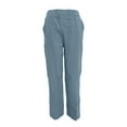 thumbnail image 6 of MDUKONU Women's Comfy Linen Trousers Elastic Waist Skin-Friendly Fade Resistant Blue L, 6 of 6