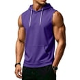thumbnail image 3 of BRANROY Men's Tank Tops - Hooded Sleeveless Gym Shirts with Pockets and Drawstring, Muscle Tees for Athletic Summer Training,Purple XL, 3 of 8
