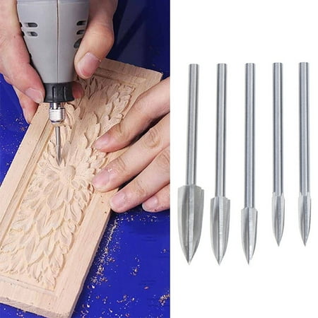 

MTFun 5 PCS Electric Wood Carving Engraving Drill Milling Root Cutter Chisel DIY Hand Tools for Rotary Tools