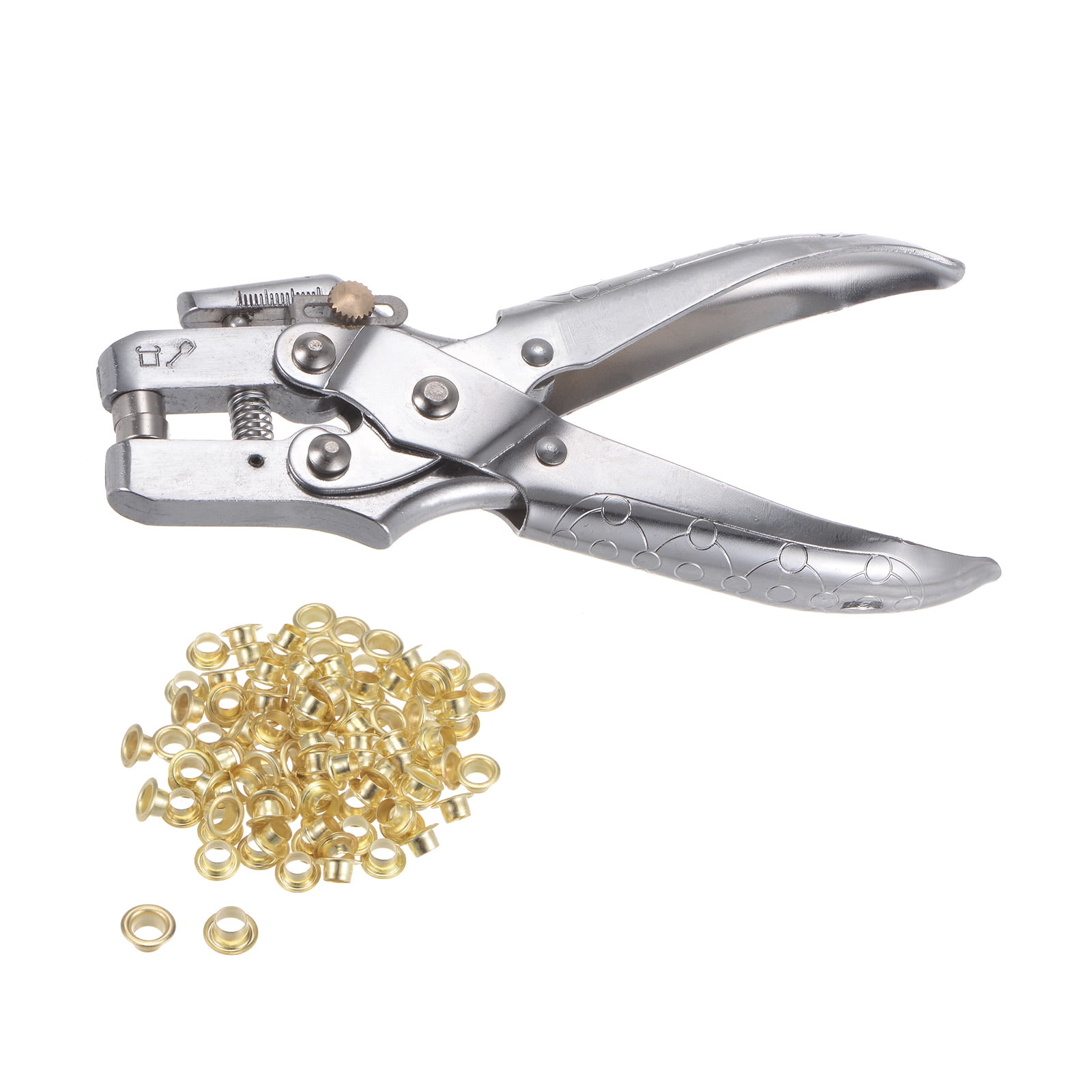 Grommet Eyelet Plier Set 100 Sets 1/6 Inch Metal Eyelets Tool Kit, Gold