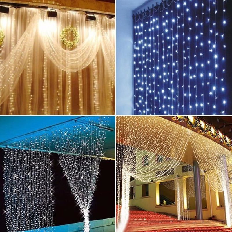 Window Curtain Icicle Lights 600 LEDs String Fairy Light White for Xmas/Wedding 