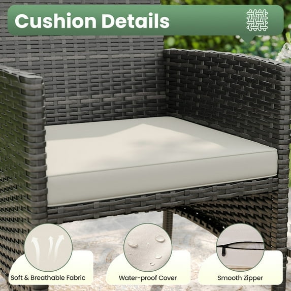 ELPOSUN 5-Piece Outdoor Rattan Patio Furniture Set, Conversation Chair with Side Table & Storage Ottoman for Small Balcony, Porch, Deck, Poolside, Black