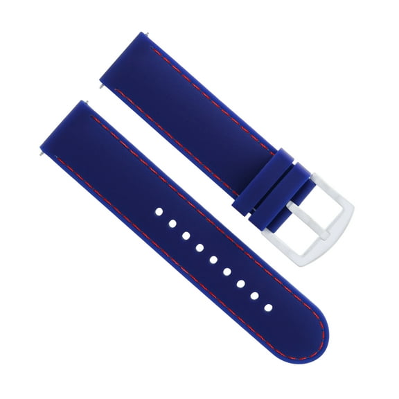 20MM RUBBER DIVER WATCH BAND STRAP FOR OMEGA SPEEDMASTER  MOON WATCH BLUE RED STITCH