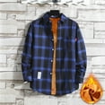 thumbnail image 5 of Huankd Men's Sherpa Lined Flannel Shirt Jacket Plaid Button Up Jacket Coat with Pocket Dark Blue 3XL, 5 of 5