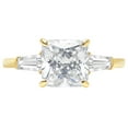 thumbnail image 4 of 3.5 ct Asscher Cut Genuine Cultured Diamond SI1-SI2 G-H 18K Yellow Gold Three-Stone Promise Wedding Statement Engagement Designer Ring W/ Crystal side stones size 10.5, 4 of 6