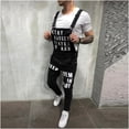 thumbnail image 3 of LoyisViDion Mens Pants Clearance Mens Hole Pocket Jeans Overall Jumpsuit Streetwear Overall Suspender Pants Black 32(XL), 3 of 9