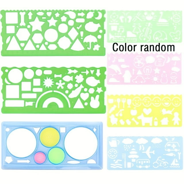 7 Pcs/set Design Géométrique, Modèles de Dessin, Règles de Dessin, Règle de Mesure Multifonction