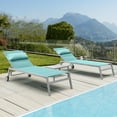 thumbnail image 6 of Domi Patio Chaise Lounge Set of 3, Adjustable Full Aluminum Pool Lounge Chairs with Wheels and Side Table, Padded Sunbathing Lounger for Deck Lawn Patio Backyard,Textilene - Turquoise Blue, 6 of 6