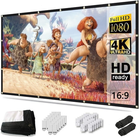 Vabogu Projector Screen 150 inch 4K Movie Projector Screen 16:9 HD Foldable and Portable Anti-Crease
