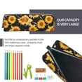 thumbnail image 5 of Pofeuu Black Marble Pattern Sunflower Print Leather Pencil Case, Leather Pencil Pouch Large Capacity, Big Pencil Pouch with Zipper Vintage Pen Bag Fountain Pen Holder, 5 of 7