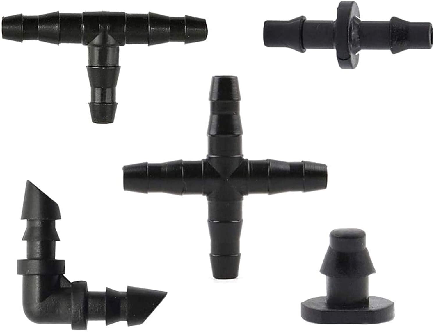 Irrigation Fittings Kit Drip Irrigation Barbed Connectors For 1/4-Inch Hose 