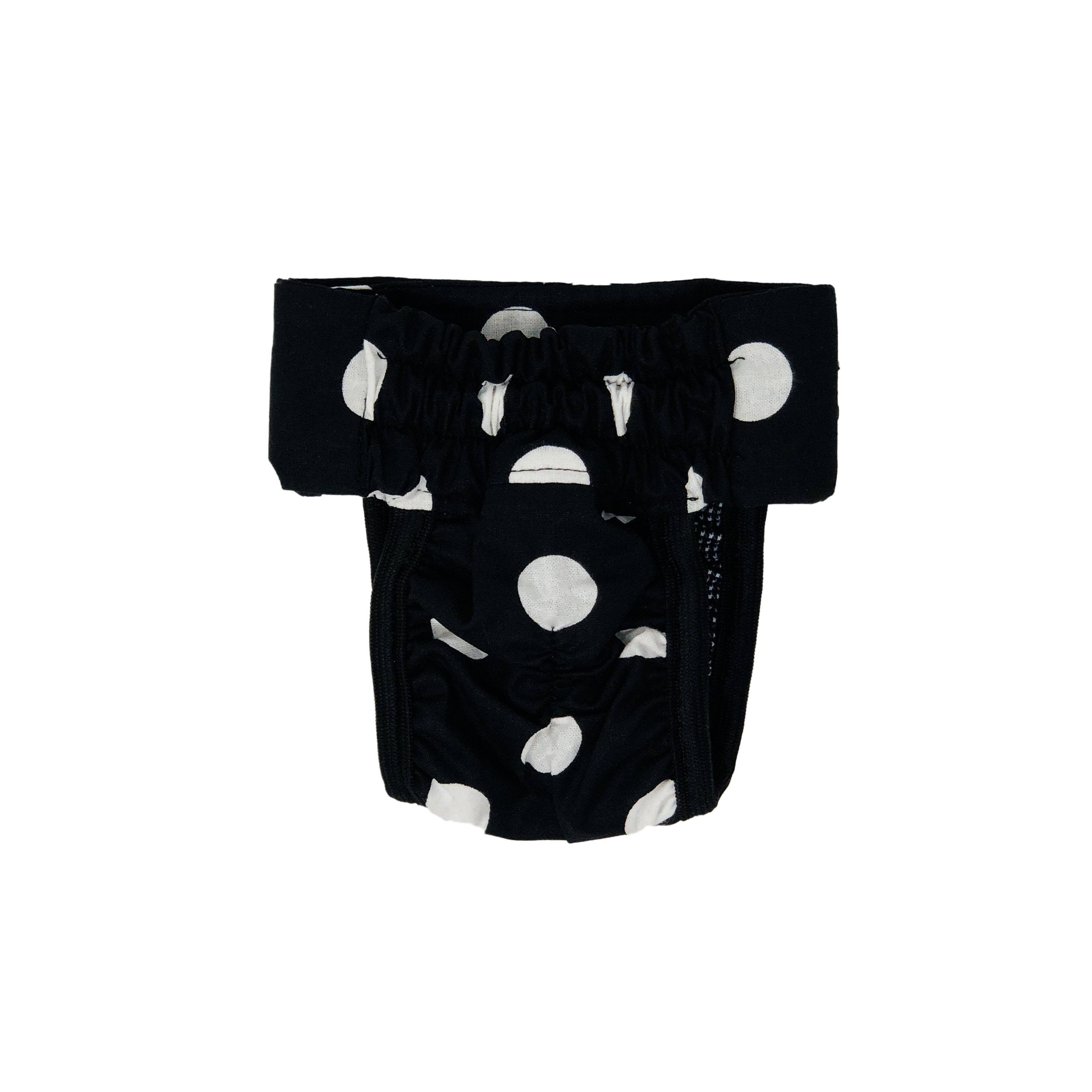 Barkertime White Polka Dot on Black Dog Diaper Pull-up